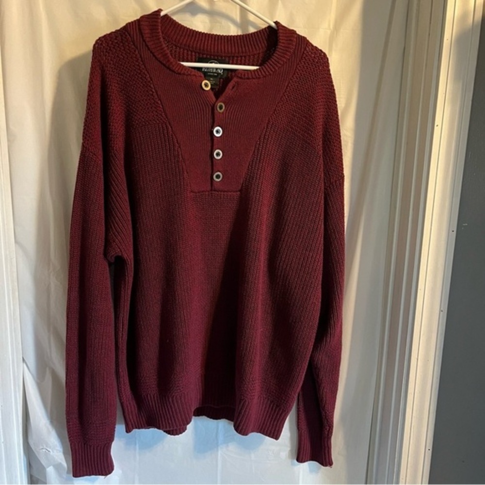 Red Head Chunky Knit Red Sweater Mens Size XL 1/4 Button Classiccore Cabincore